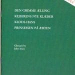 Grøn forside af H.C.Andersen 4 eventyr med engelske gloser: Den grimme ælling; Kejserens nye klæder; Klods-Hans; Prinsessen på ærten
