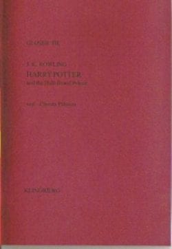Rød forside af Harry Potter og halvblodsprinsen