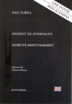Sort forside af Dan Turèll: Mord på møntvaskeriet med engelsk gloseret krimi-novelle på københavnske Vesterbro