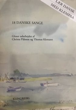 Forside til bogen af 18 Danske Sange med dansk - engelske gloser og dansk - tyske gloser EAN