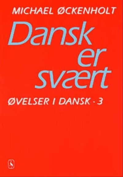 Rød forside til øvelsebogen "Dansk er svært"