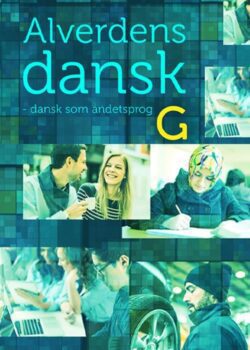 Blå forside med billeder af forskellige mennesker til bogen "Alverdens dansk"