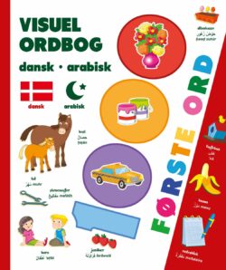 Visuel dansk-arabisk ordbog der har illustrationer af biler, dyr og andre genstande